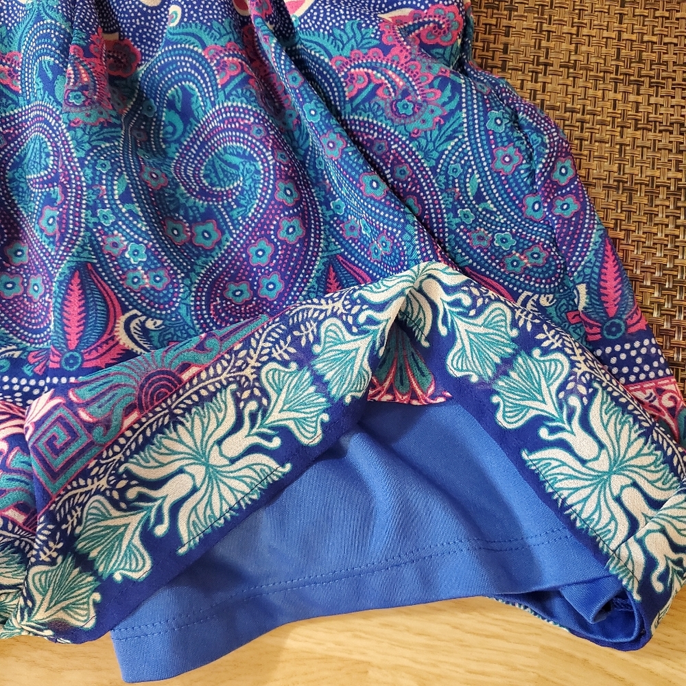 Rue 21 Blue Paisley Boho Romper | Open Back Resort Style Sz L - Picture 6 of 9